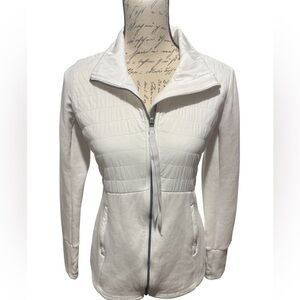 CALIA Women's Mixed Media Fill Zip Lightweight Jacket Pure White Size Small